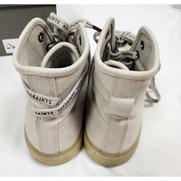 All Saints Men's Sz. 9 Jaxon High Top Canvas Trainers in Chalk White - Picture 4 of 9